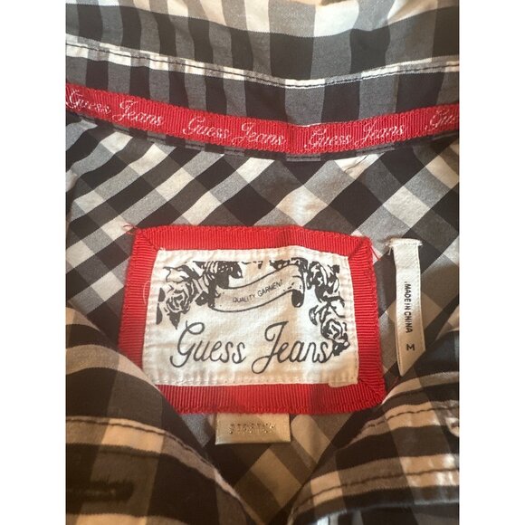 Guess Jeans Womens Black & White Gingham Long Sleeve Button-Up Shirt - Picture 9 of 10